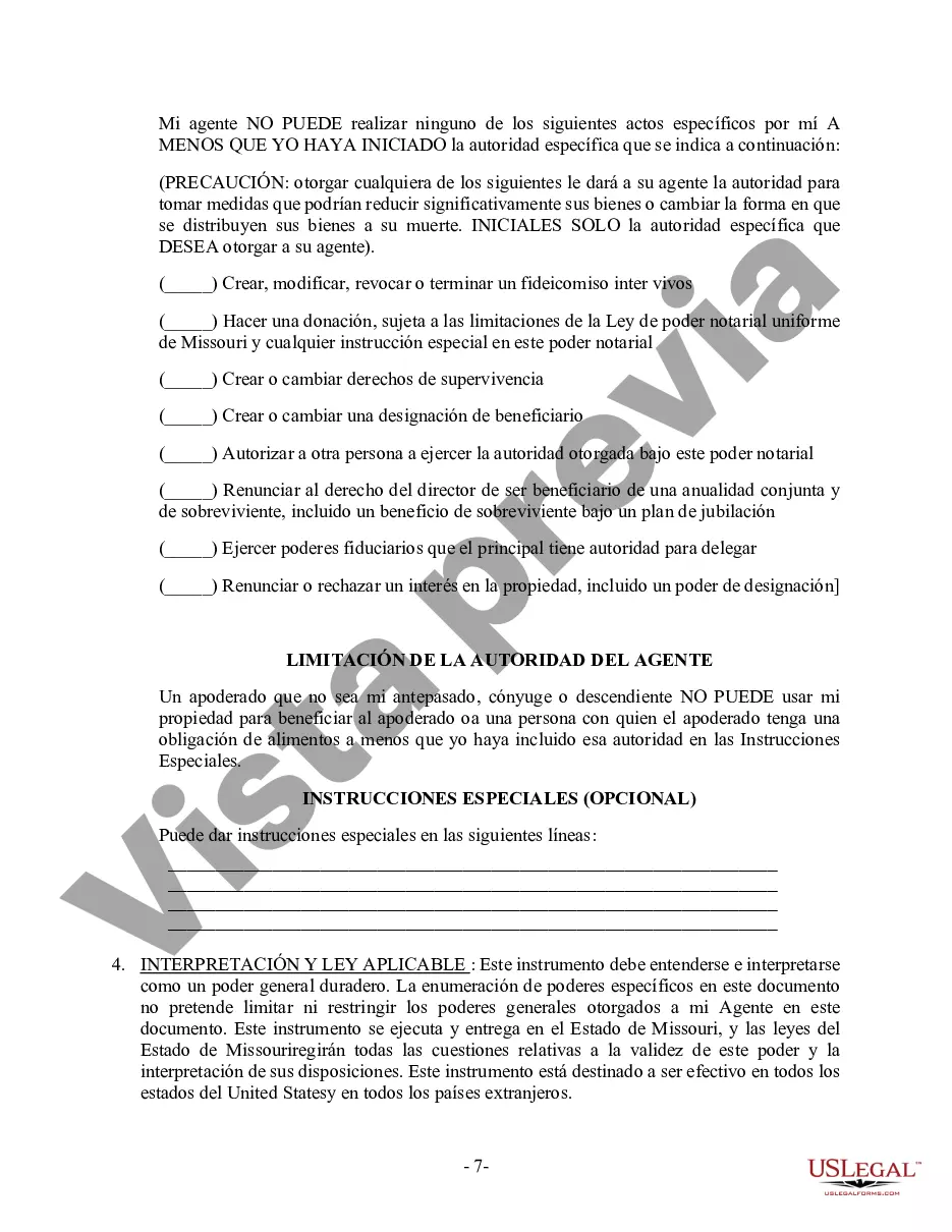 Preview Poder General Duradero para Bienes y Finanzas o Financiero Efectivo Inmediatamente