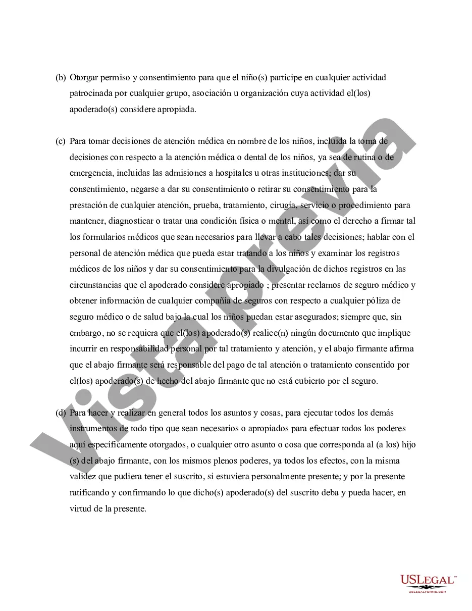 Preview Poder General para el Cuidado y Custodia del Hijo o Hijos