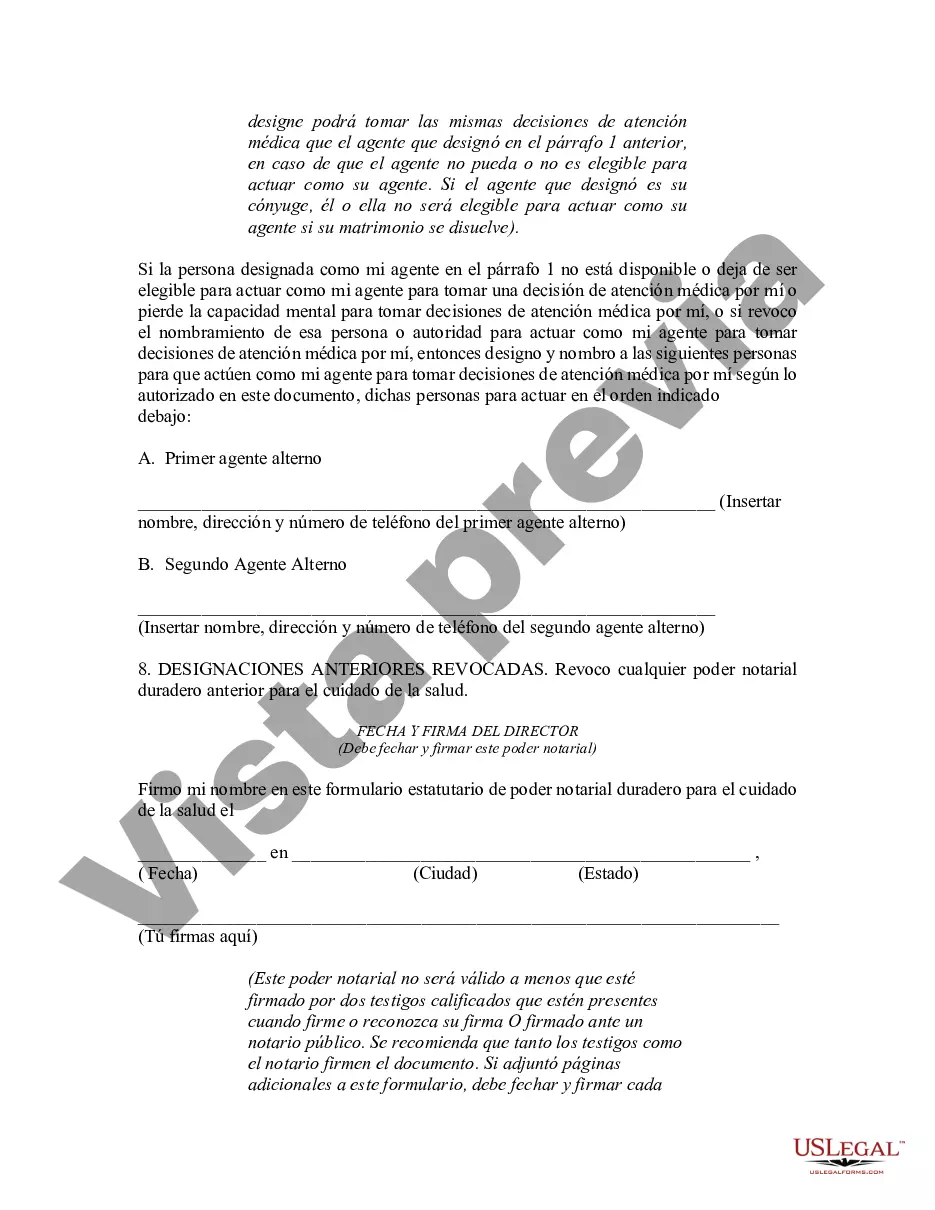 Preview Poder notarial duradero para el cuidado de la salud