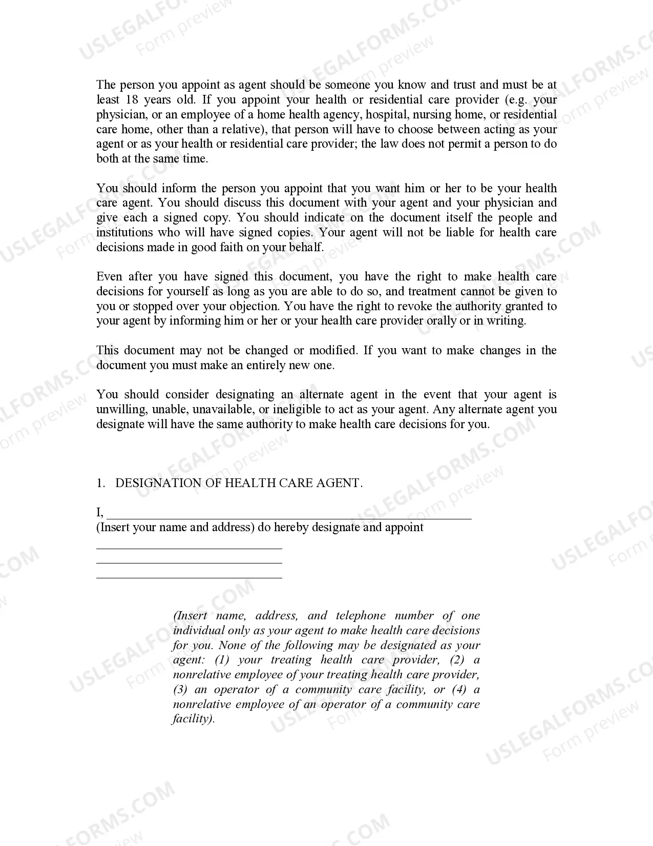 Preview Durable Power of Attorney for Health Care