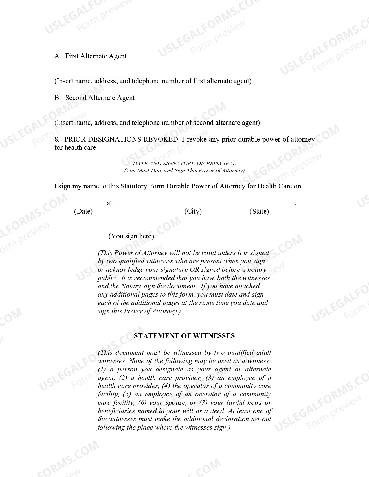 Preview Durable Power of Attorney for Health Care