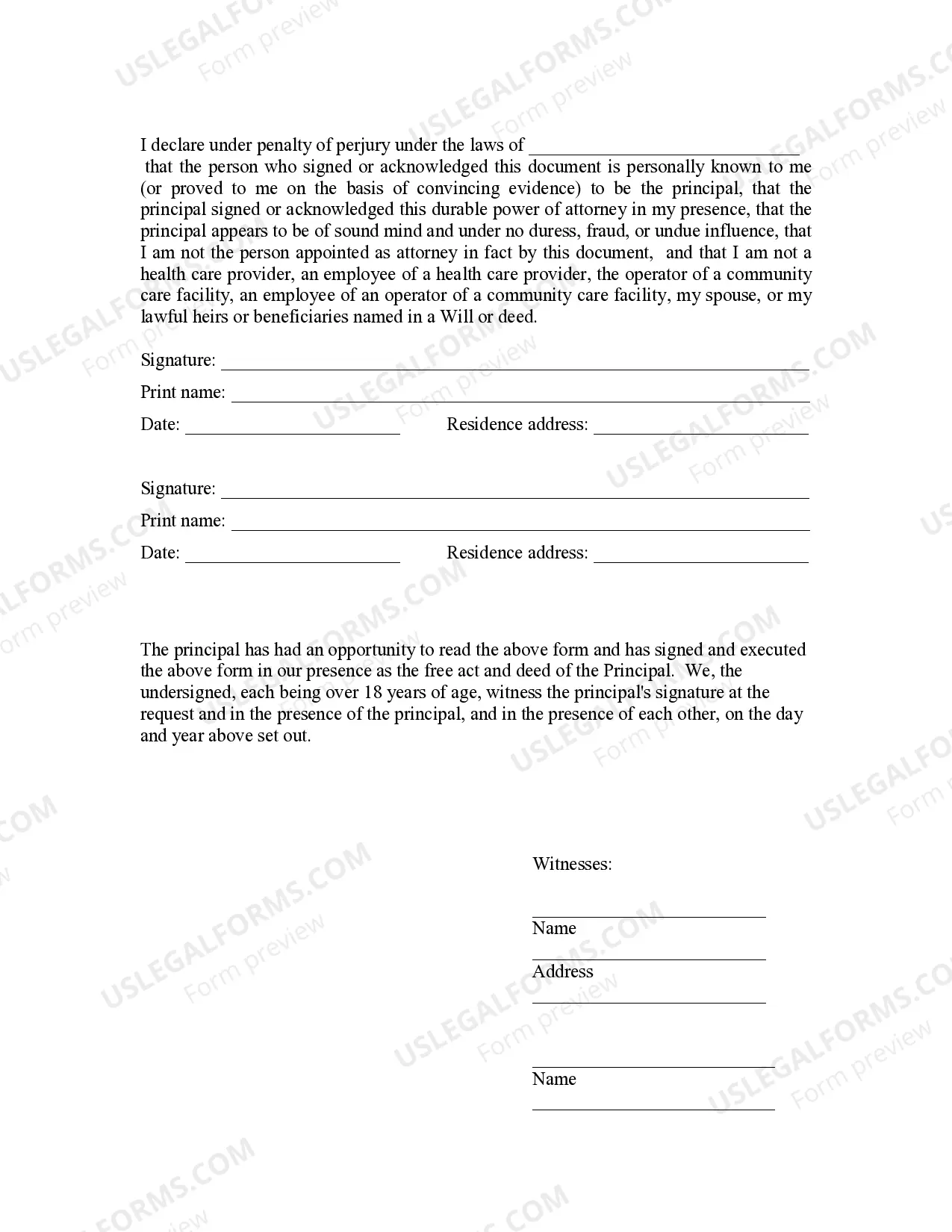 Preview Durable Power of Attorney for Health Care