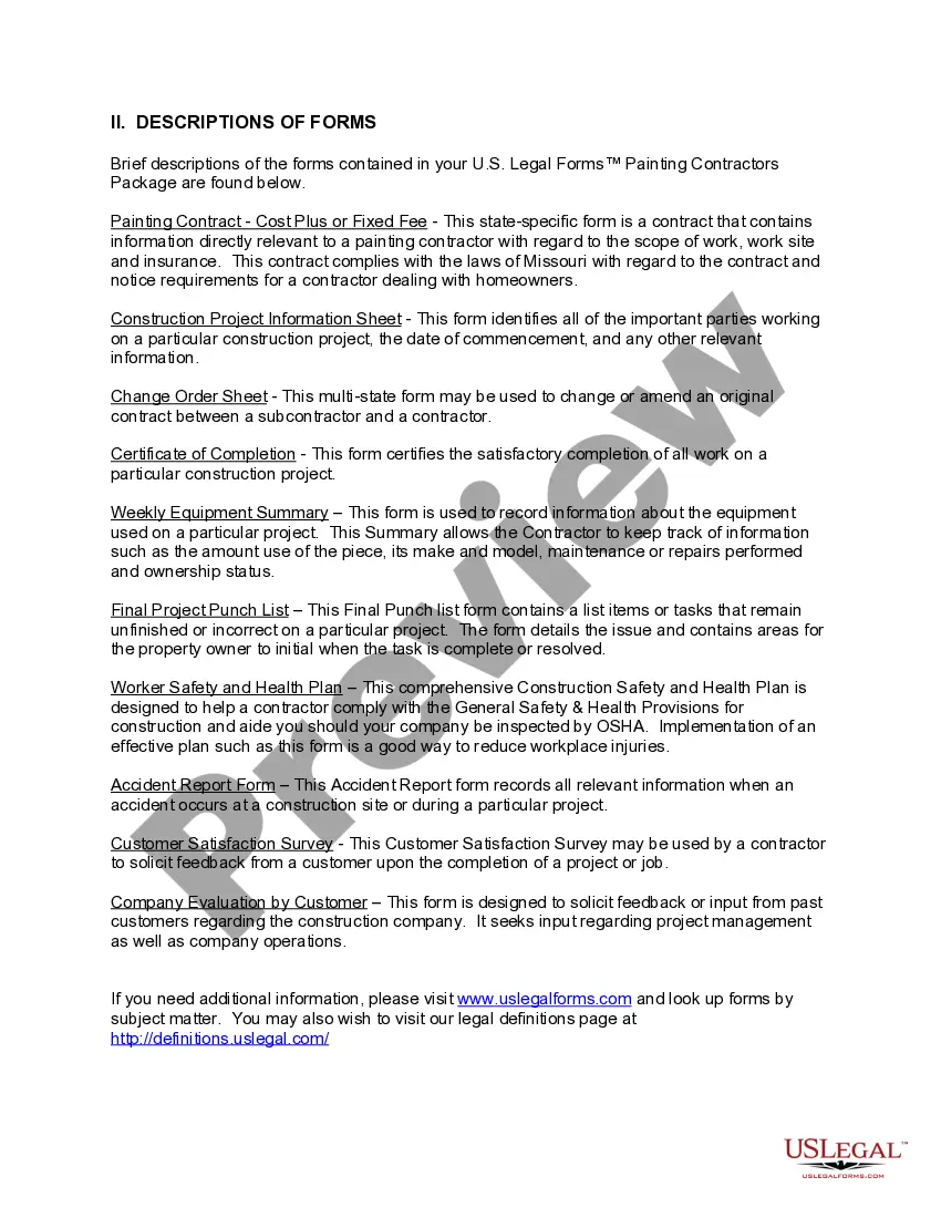 Preview Missouri Painting Contractor Package