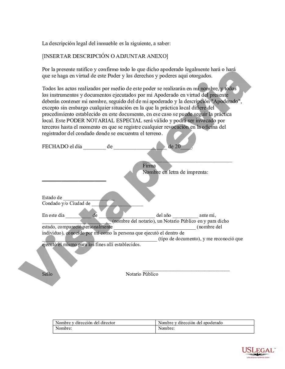 Preview Poder notarial especial o limitado para transacciones de venta de bienes raíces por parte del vendedor
