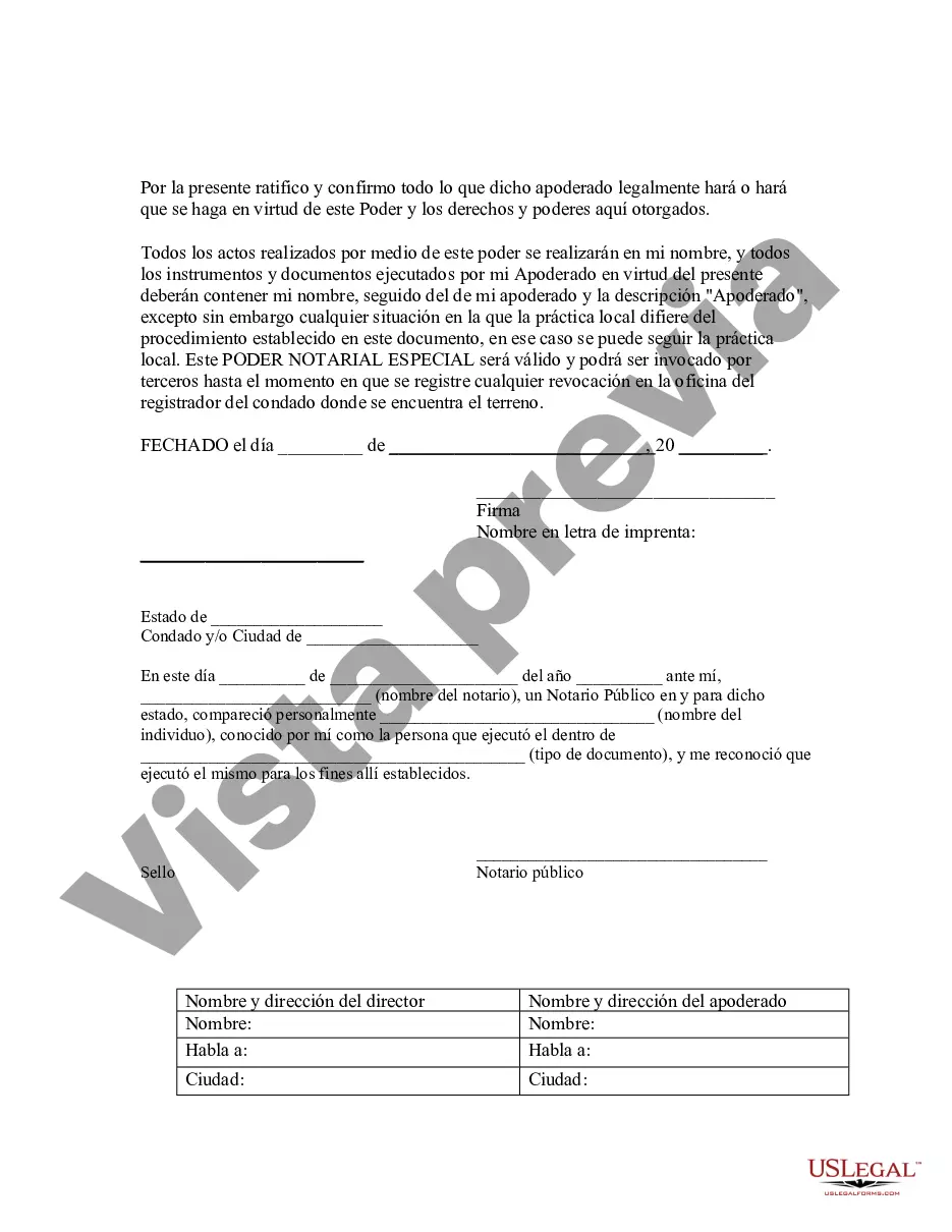 Preview Poder notarial especial o limitado para transacciones de compra de bienes raíces por parte del comprador