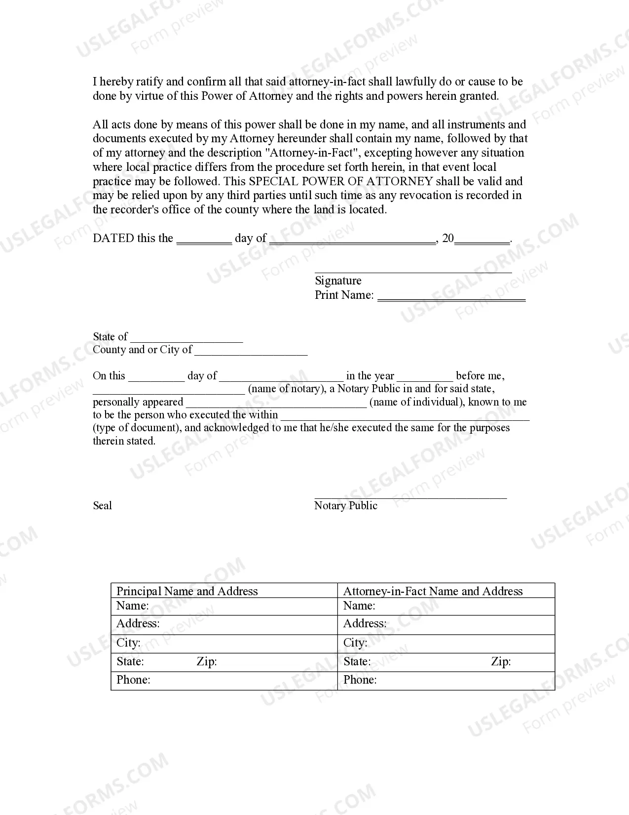 Preview Special or Limited Power of Attorney for Real Estate Purchase Transaction by Purchaser