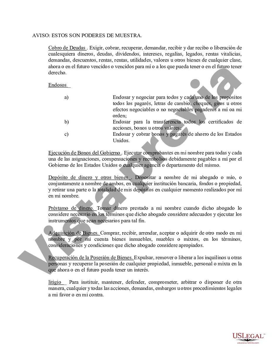 Preview Poder notarial limitado en el que se especifican poderes con ejemplos de poderes incluidos