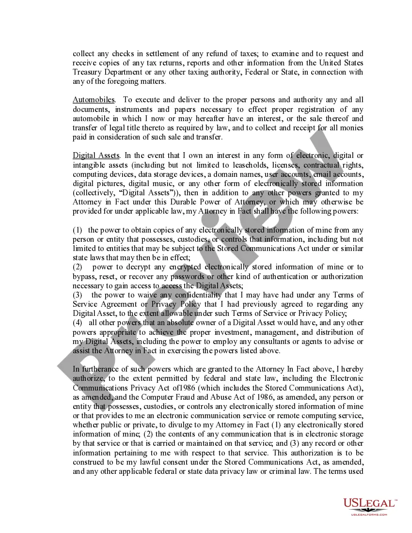 Preview Limited Power of Attorney where you Specify Powers with Sample Powers Included