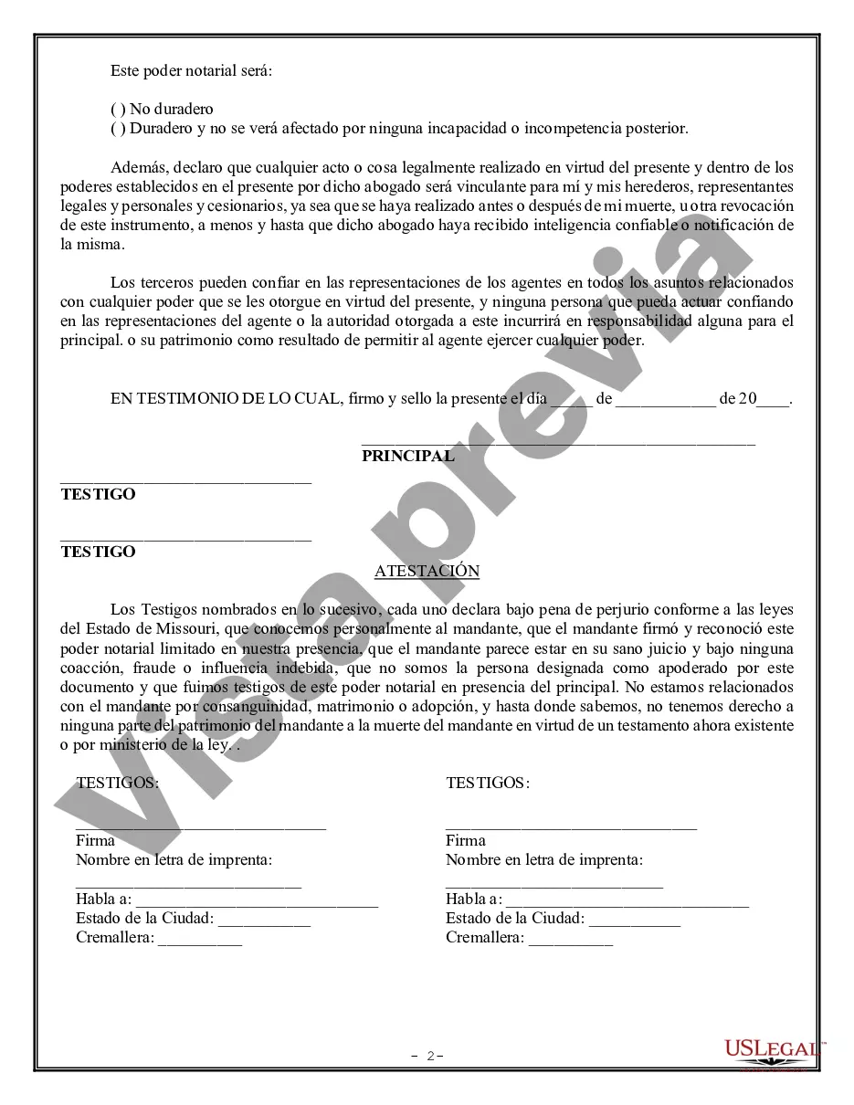 Preview Poder Notarial Limitado para Transacciones de Acciones y Poderes Corporativos