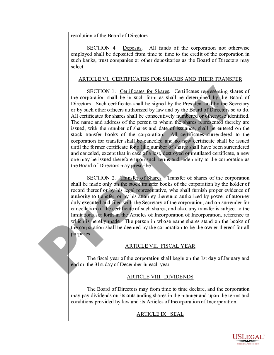 page 9 Sample Bylaws for a Missouri Professional Corporation preview