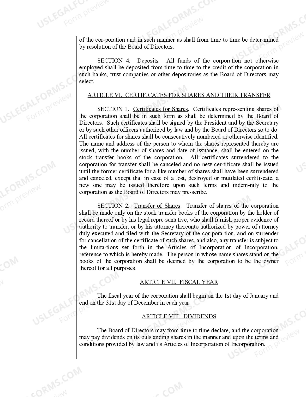 Preview Sample Bylaws for a Missouri Professional Corporation