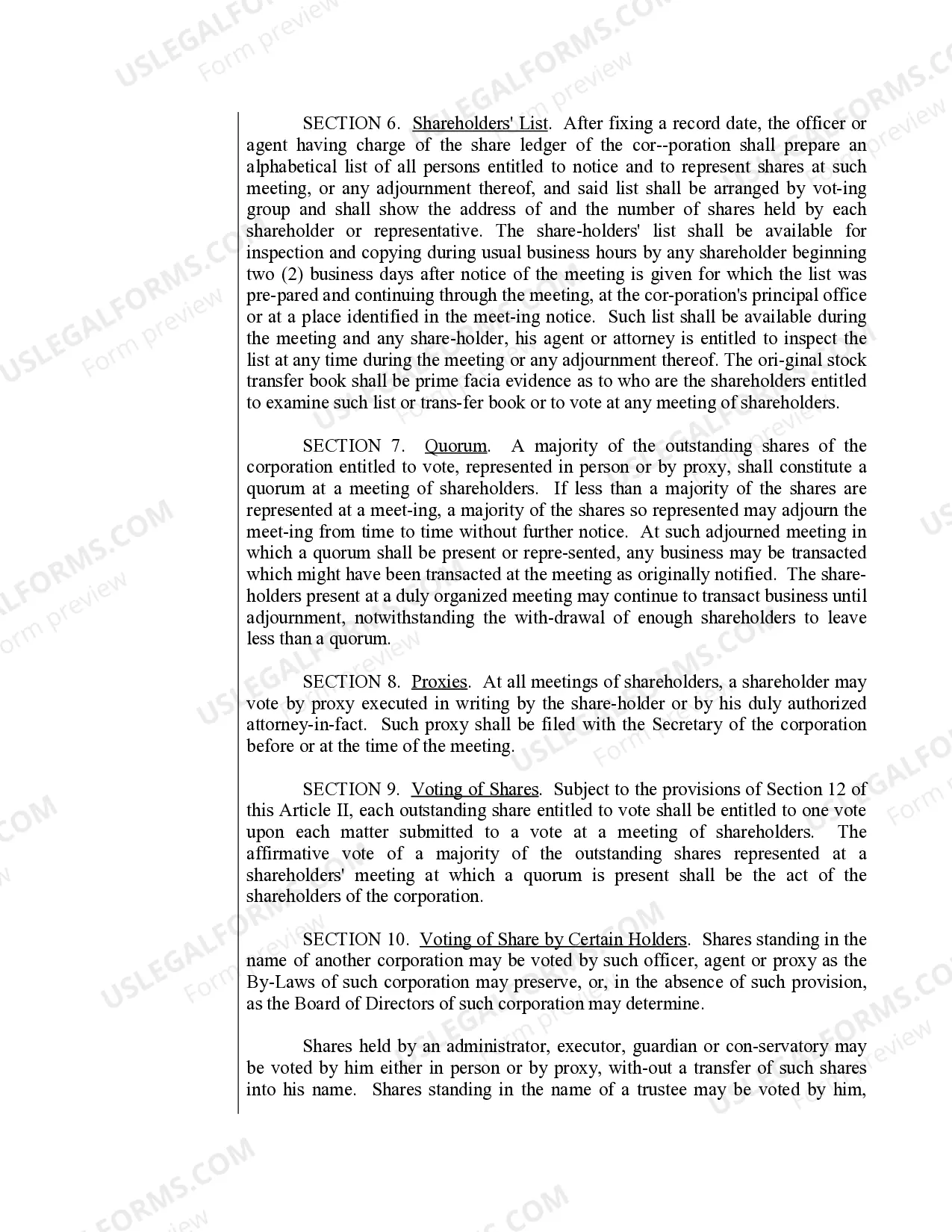 Preview Sample Bylaws for a Missouri Professional Corporation