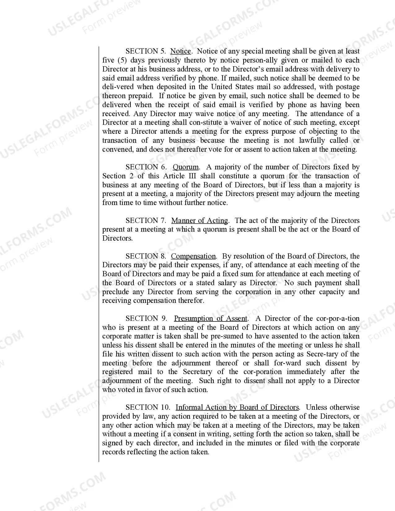 Preview Sample Bylaws for a Missouri Professional Corporation