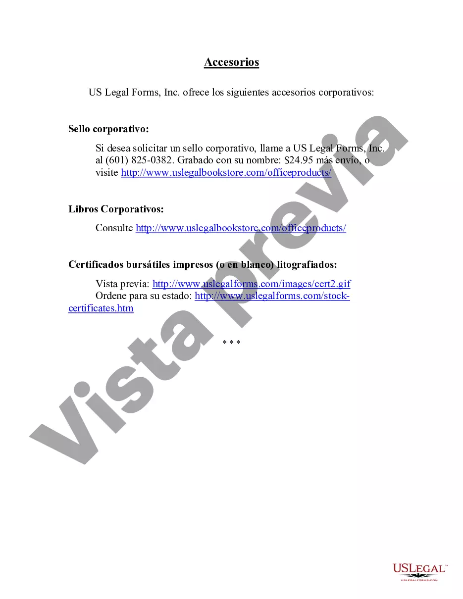 Preview Muestra de registros corporativos para una corporación profesional de Missouri