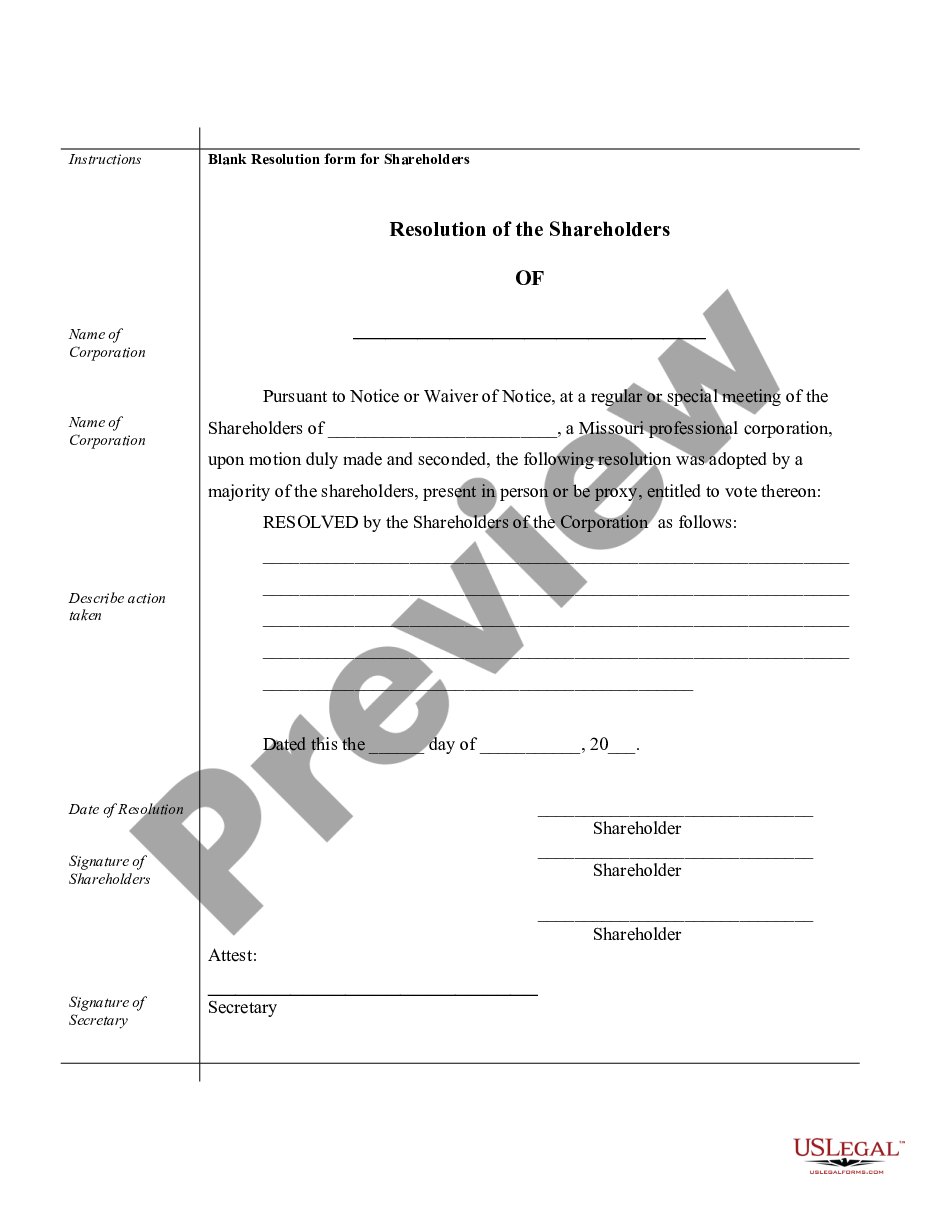 page 5 Sample Corporate Records for a Missouri Professional Corporation preview