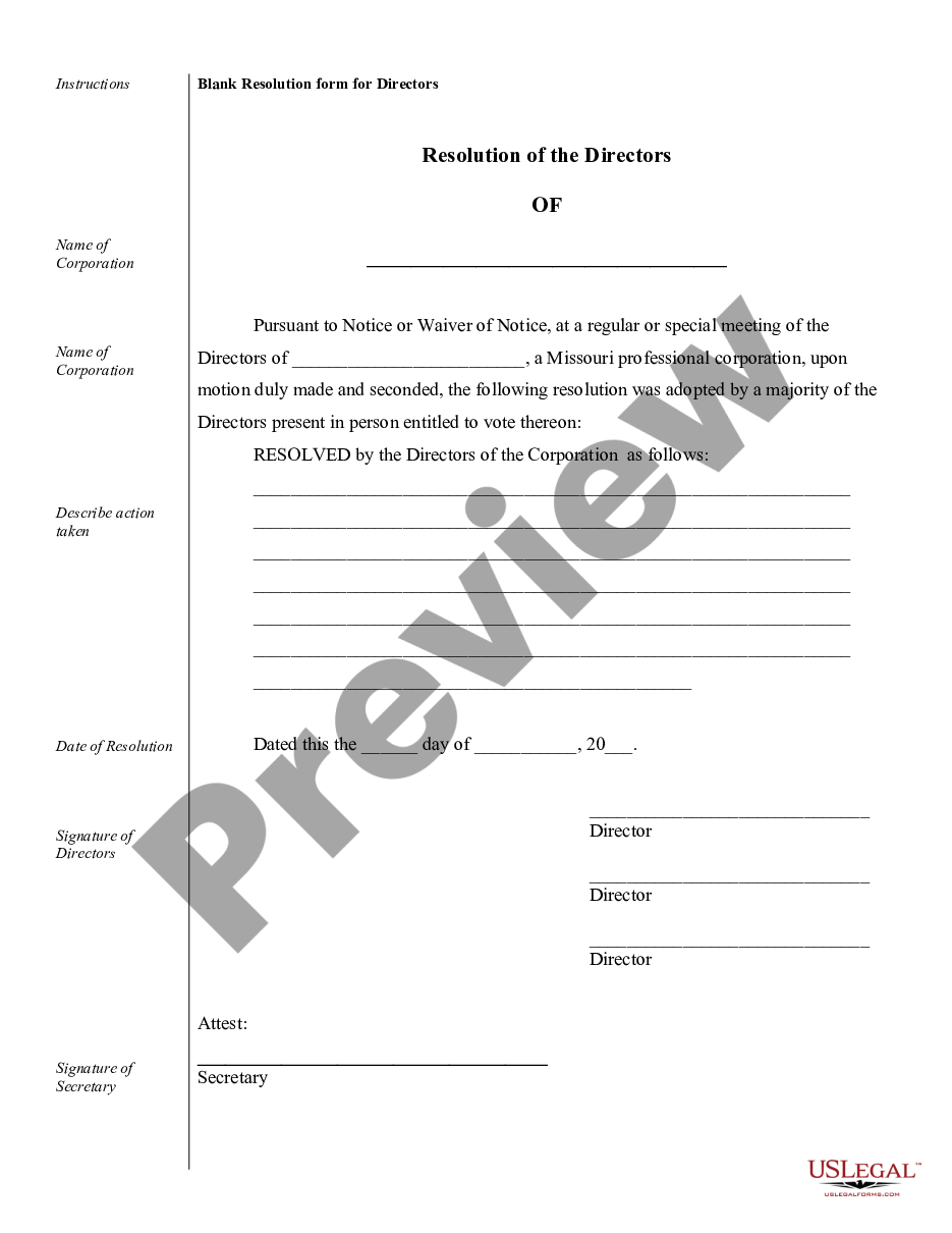 page 6 Sample Corporate Records for a Missouri Professional Corporation preview