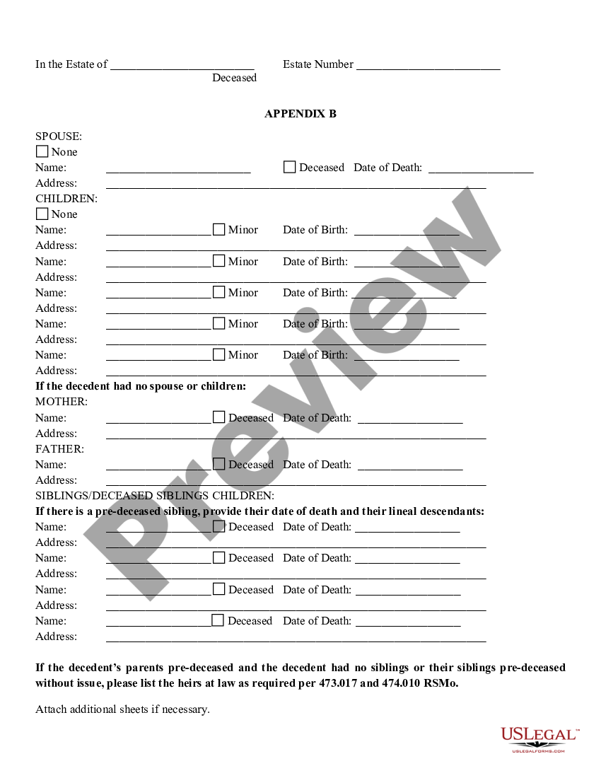 Missouri Affidavit to Establish Title of Distributee to Property in ...