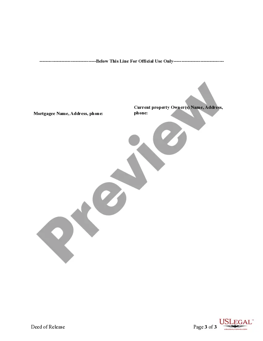 Preview Satisfaction, Release or Cancellation of Deed of Trust by Individual