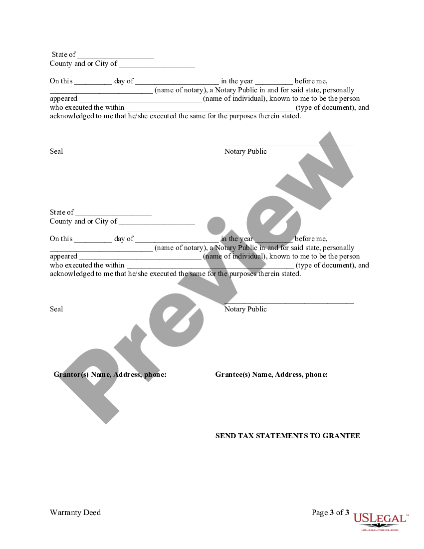 Missouri Warranty Deed for Parents to Child with Reservation of Life ...