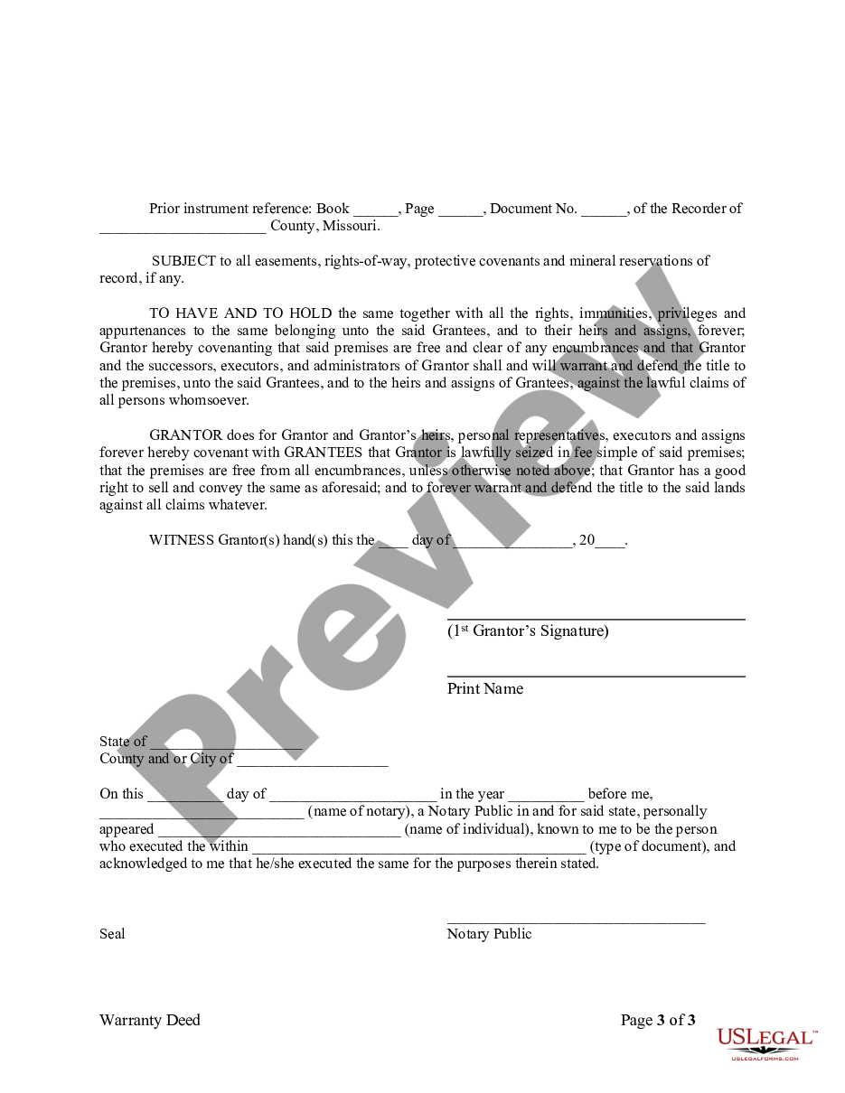page 4 Warranty Deed from One Individual to Three Individuals as Tenants in Common preview