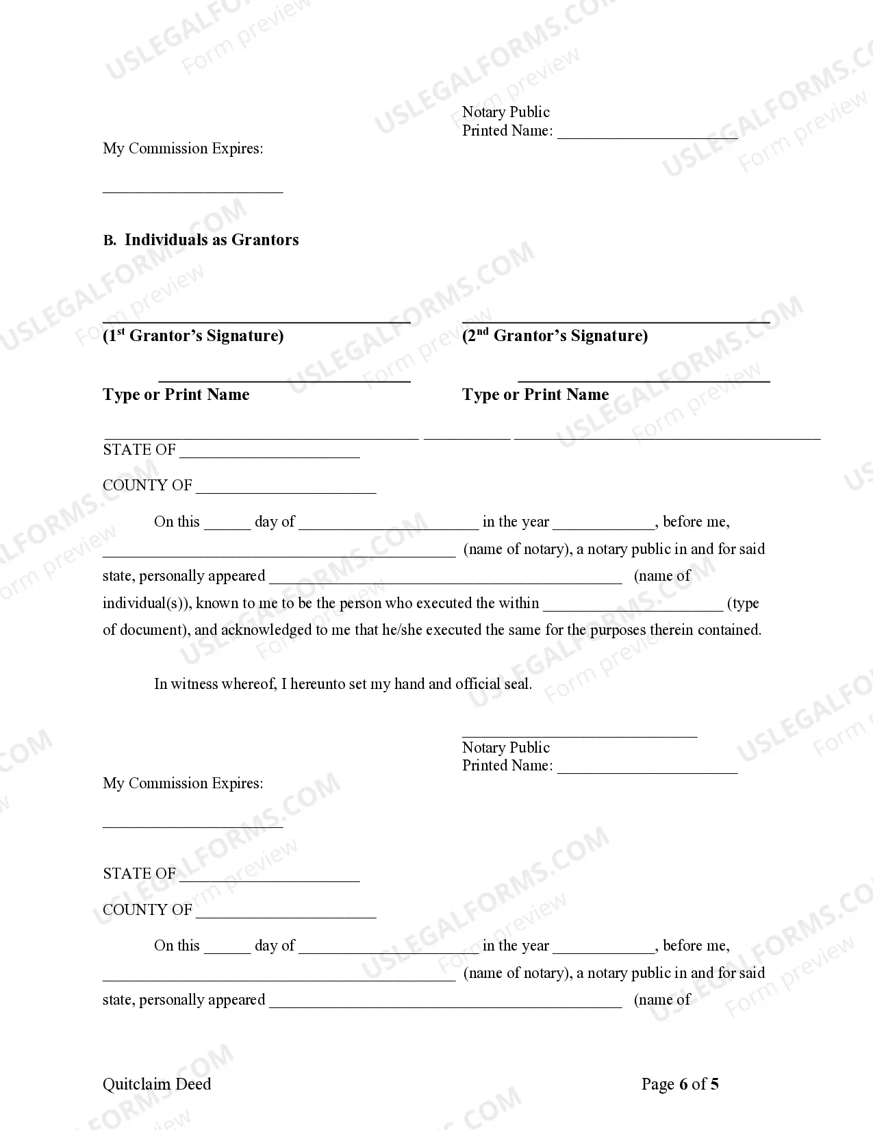 Preview Quitclaim Deed for Individuals or LLC to Corporation