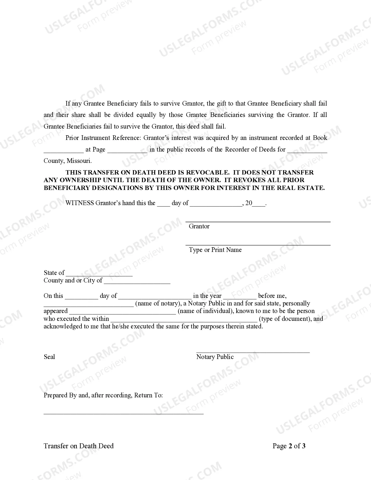 Preview Transfer on Death Deed or TOD - Beneficiary Deed for Individual Grantor to Seven Grantee Beneficiaries