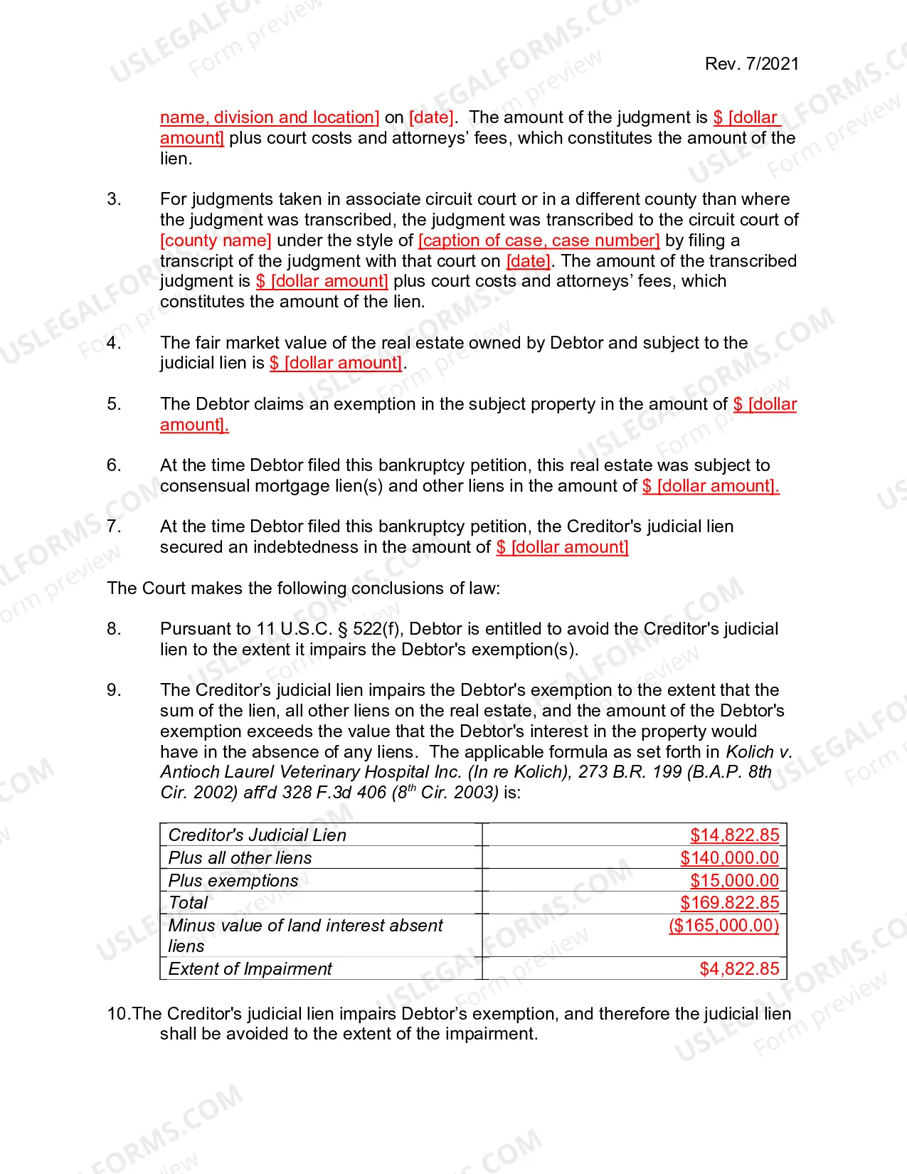 Preview Certification of No Response and Order re: Motion to Avoid Lien
