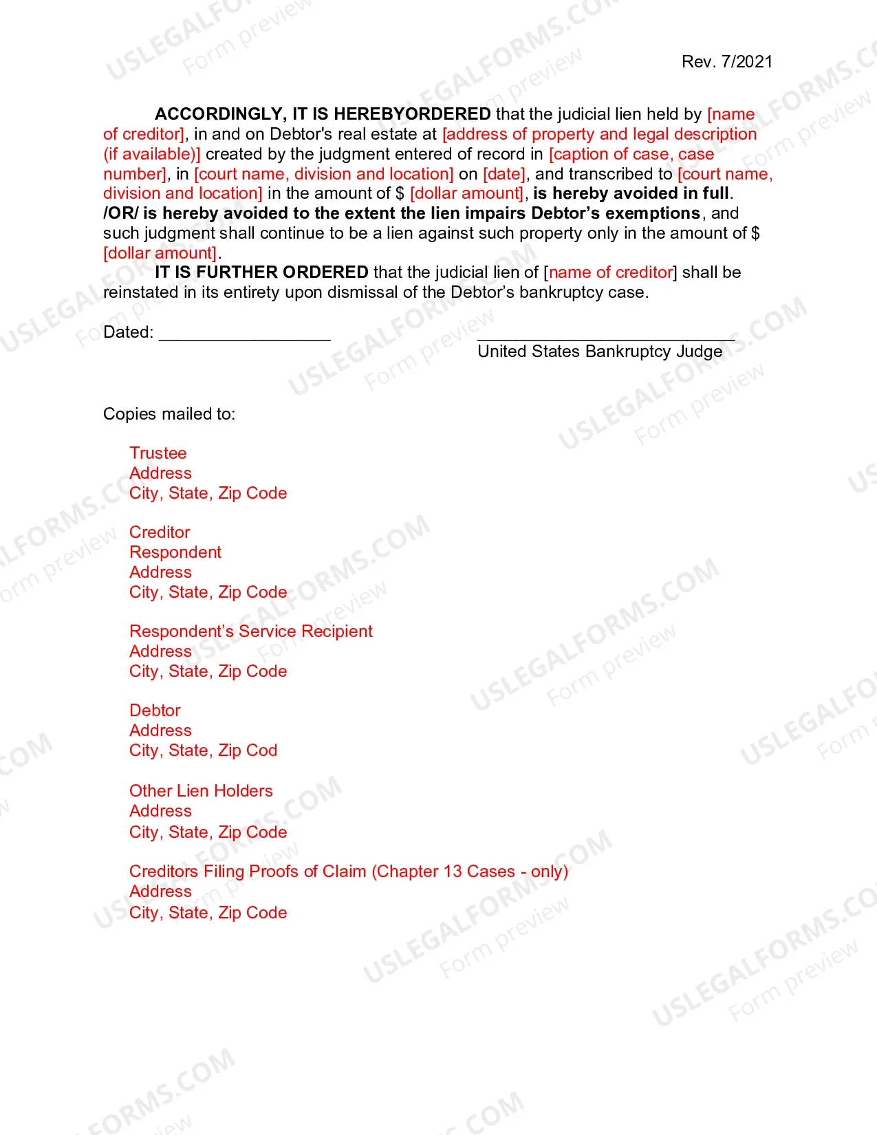 Preview Certification of No Response and Order re: Motion to Avoid Lien