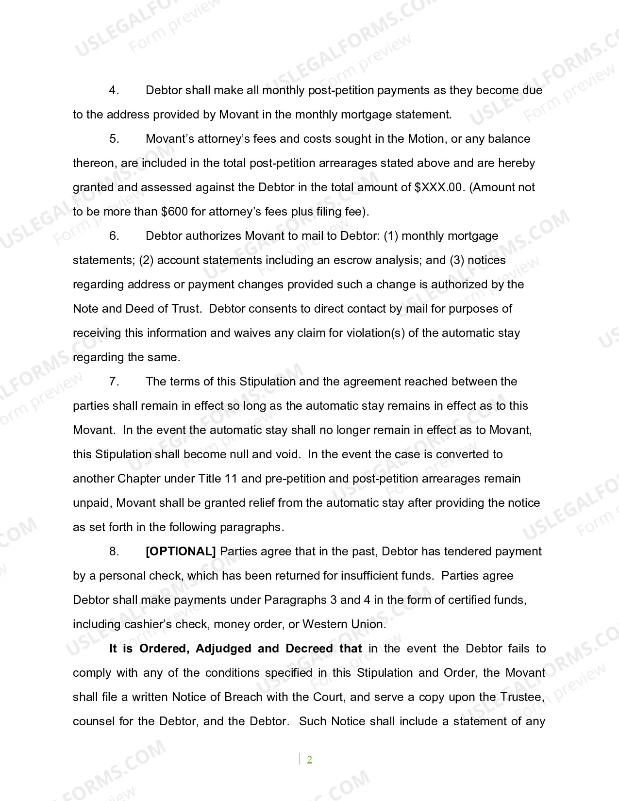 Preview Consent Order and Stipulation In Settlement of Motion For Relief