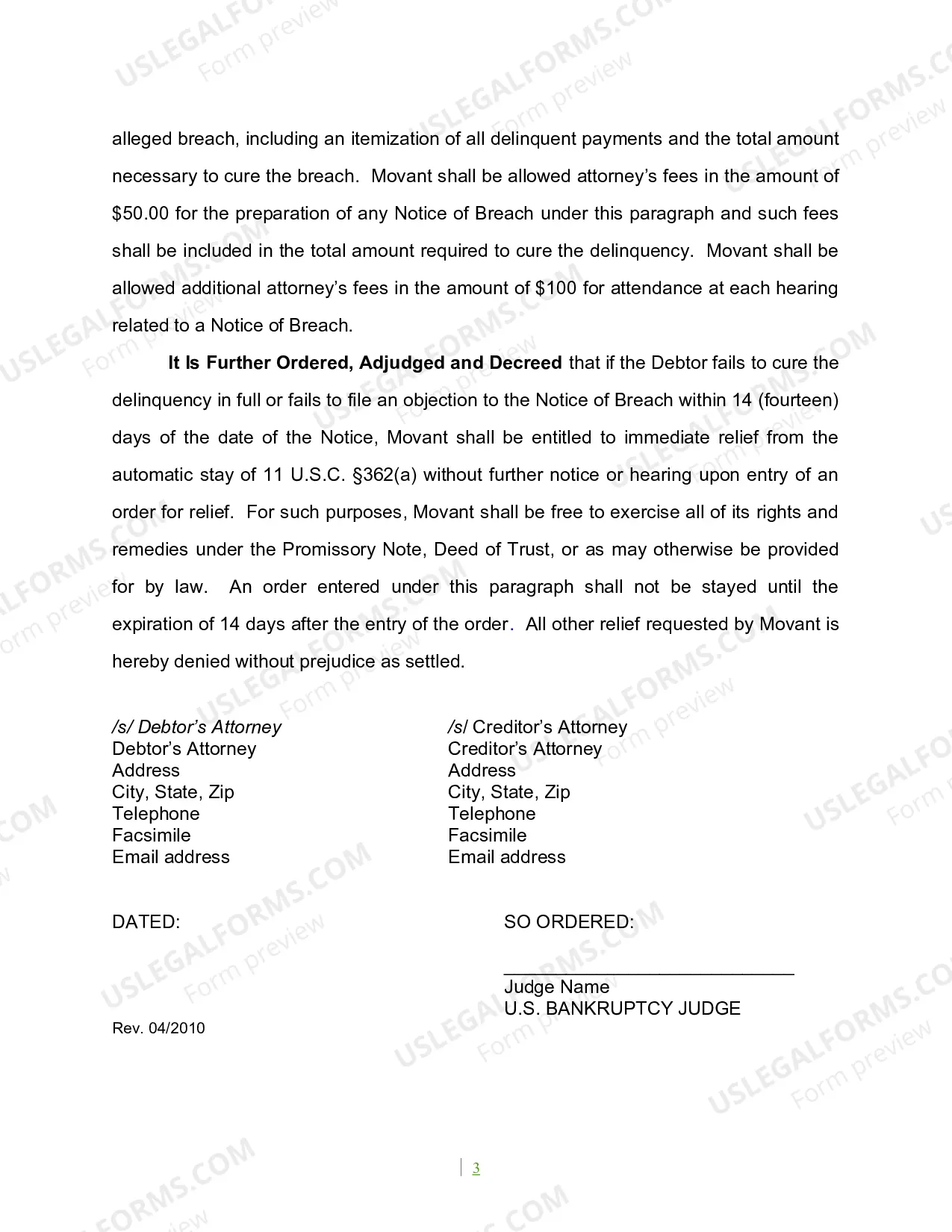 Preview Consent Order and Stipulation In Settlement of Motion For Relief