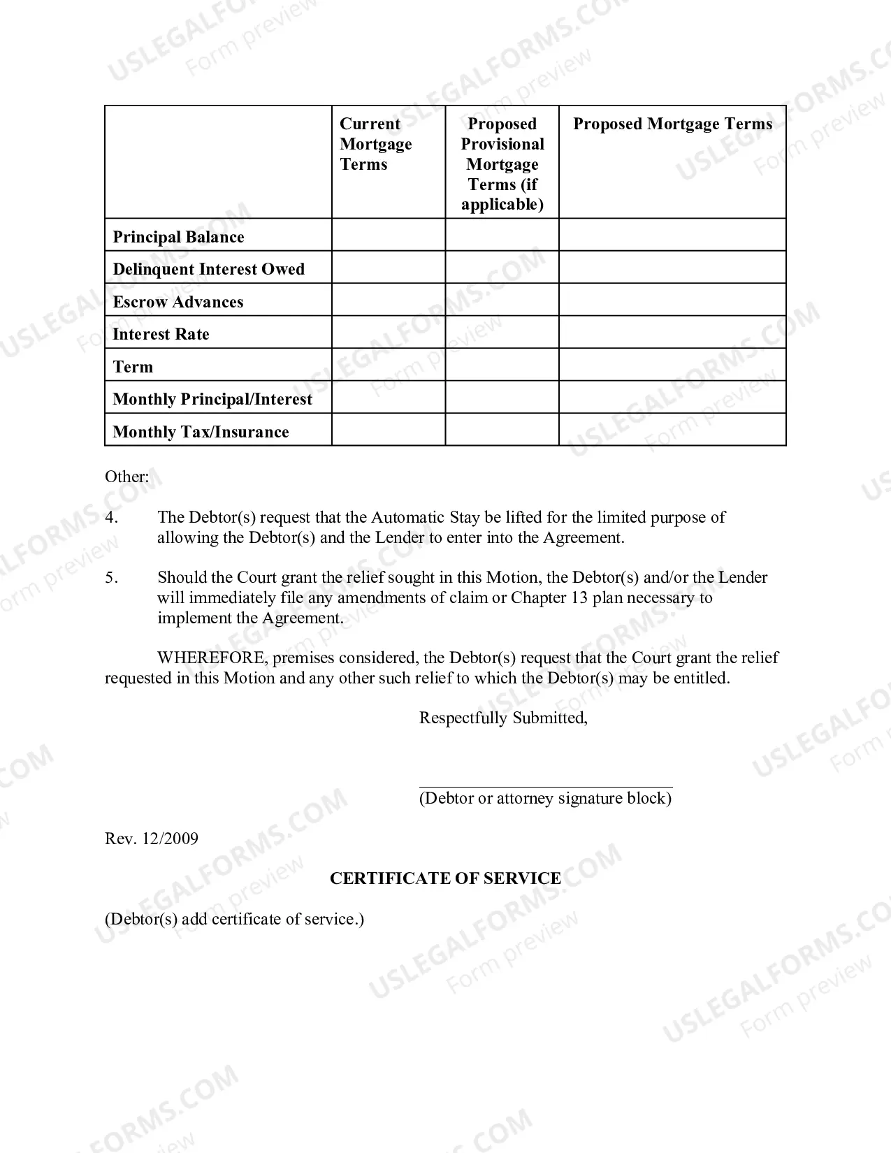 Preview Motion For Relief From Automatic Stay To Enter Into Loan Modification Agreement