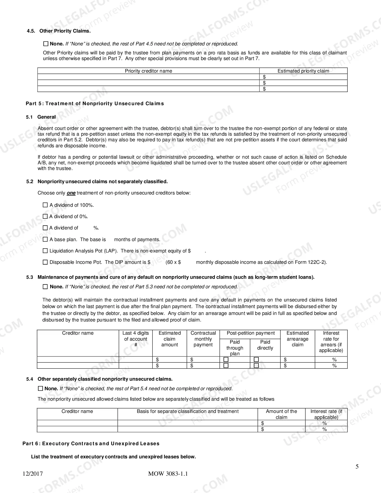 Preview Chapter 13 Plan and Plan Summary For Cases Filed On Or After October 17, 2005
