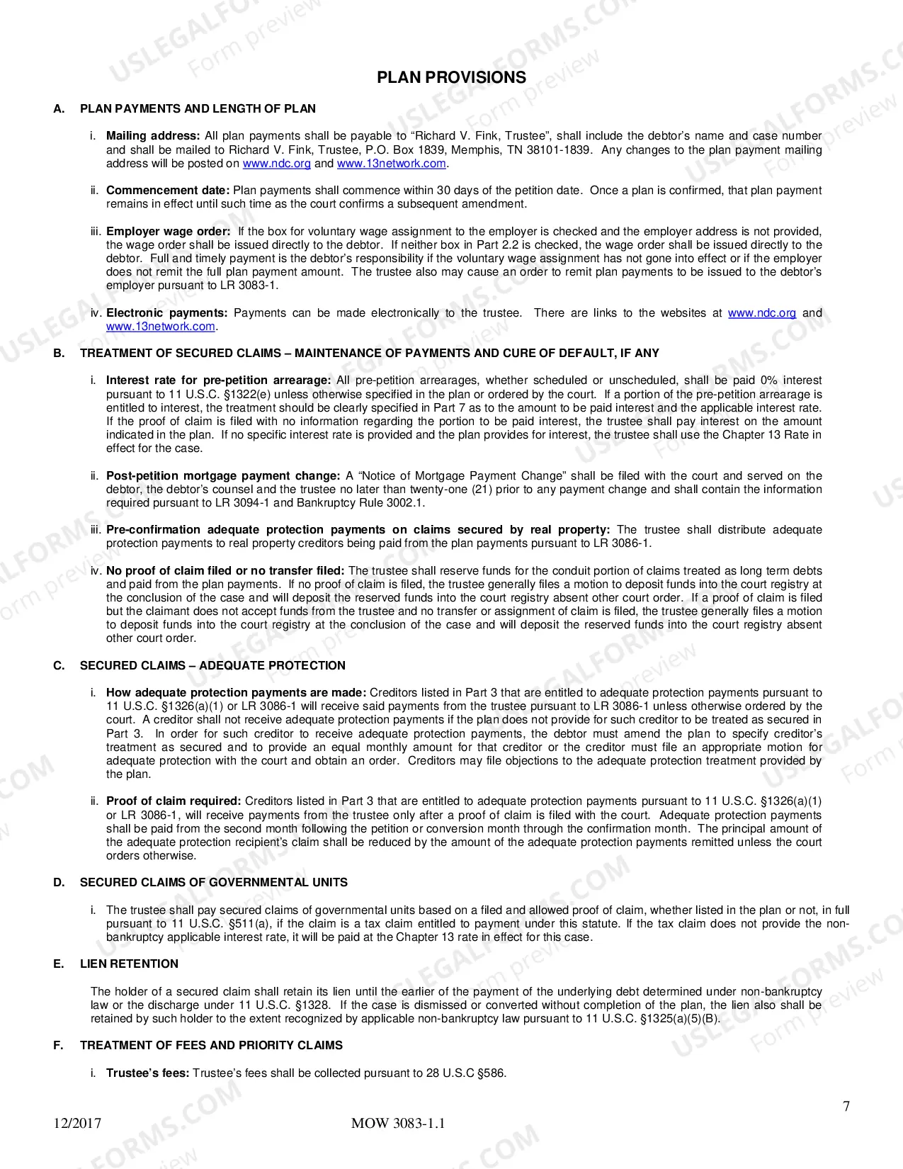 Preview Chapter 13 Plan and Plan Summary For Cases Filed On Or After October 17, 2005