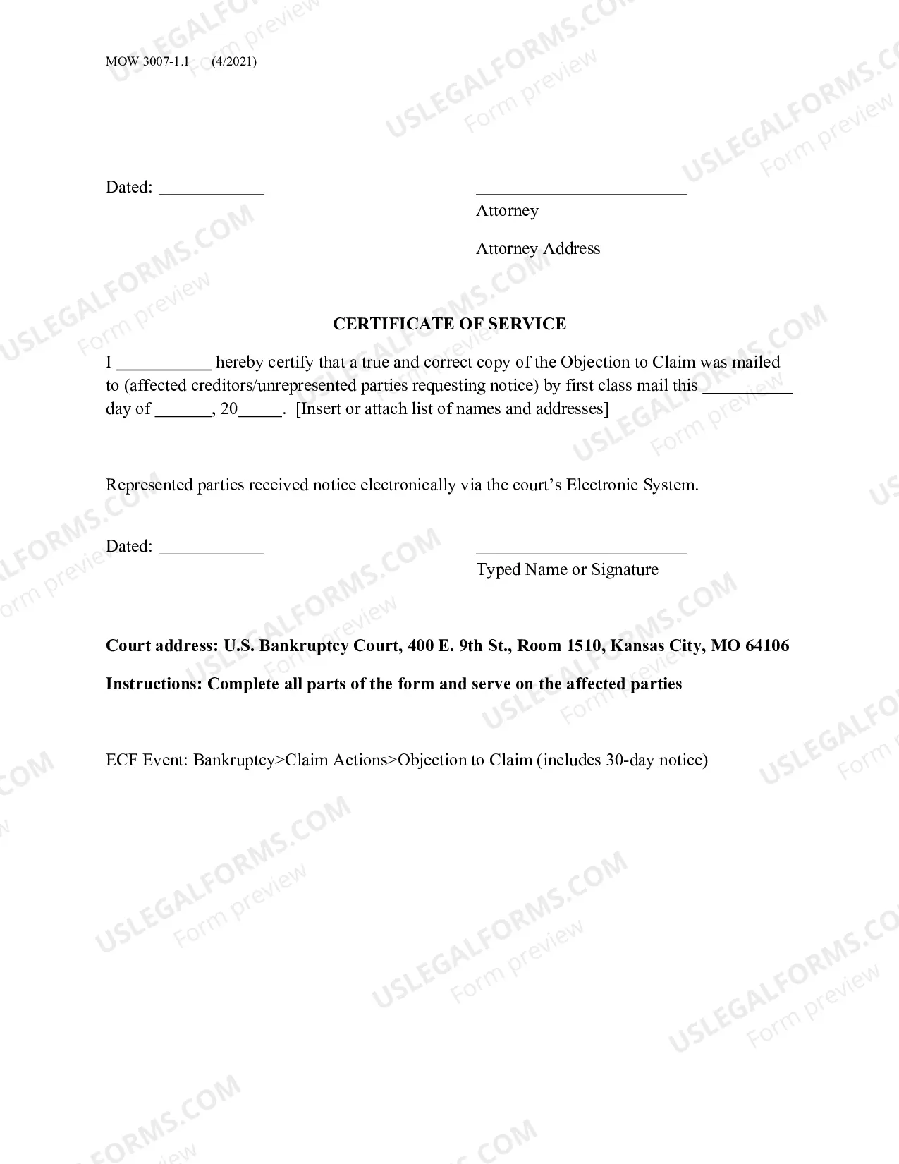 Preview Objection To Claim