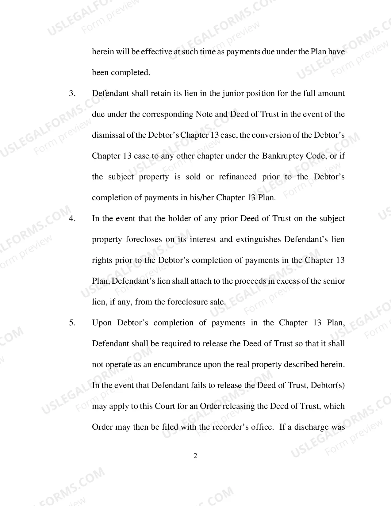 Preview Order On Complaint To Avoid Junior Lien On Real Property