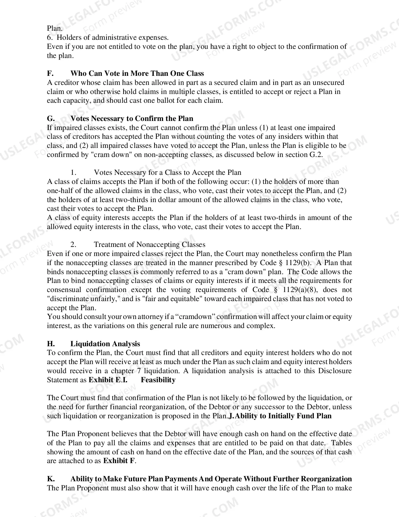 Preview Combined Plan & Disclosure Statement (Small Business Chapter 11)