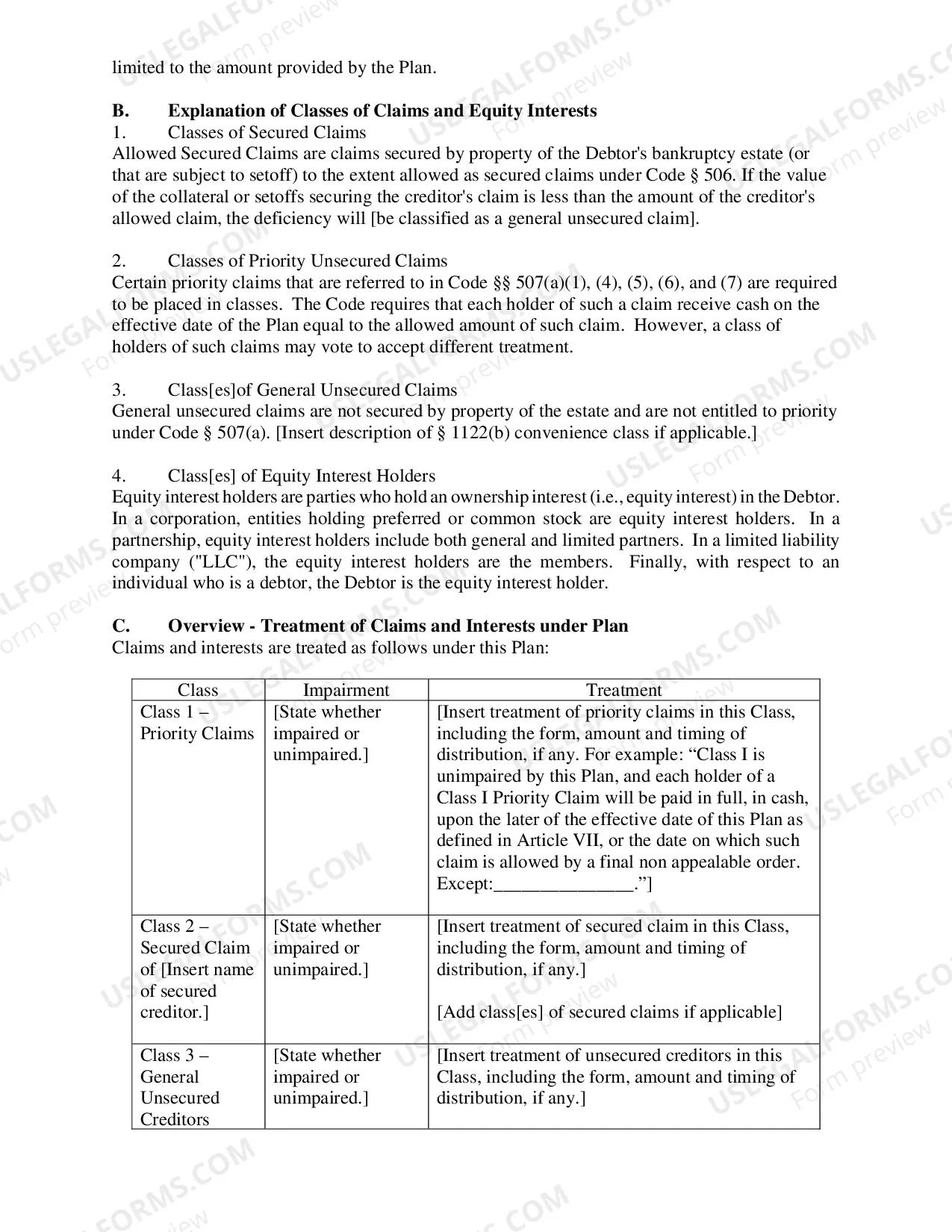 Preview Combined Plan & Disclosure Statement (Small Business Chapter 11)