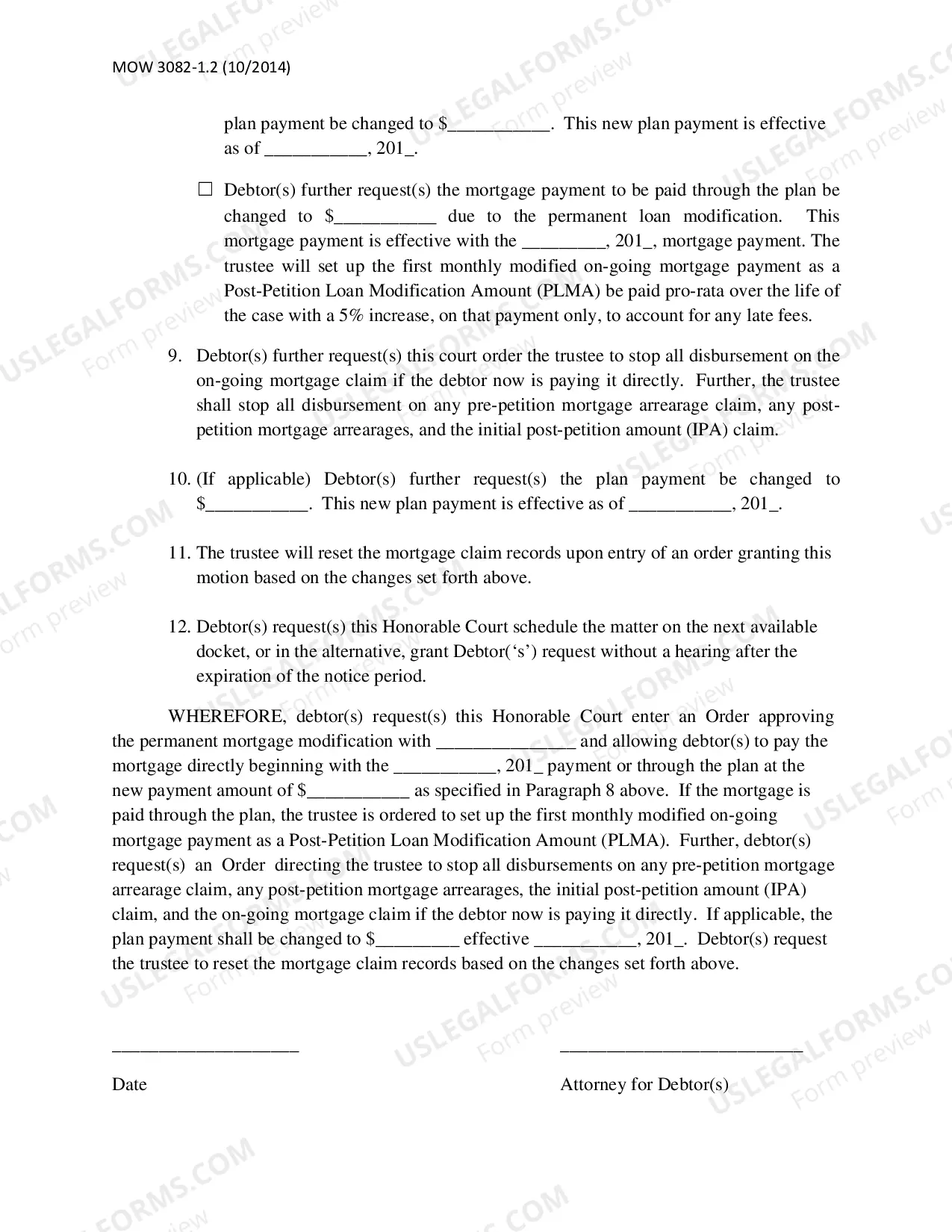 Preview Motion to Approve Permanent Home Mortgage Modification