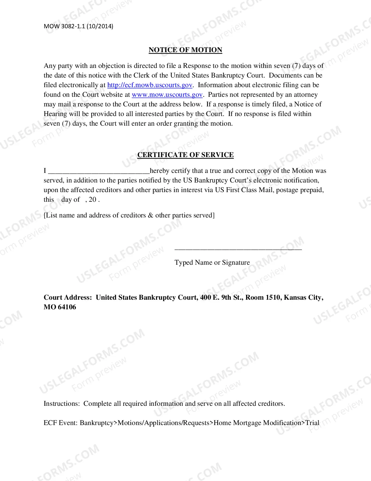 Preview Motion to Approve Trial Home Mortgage Modification