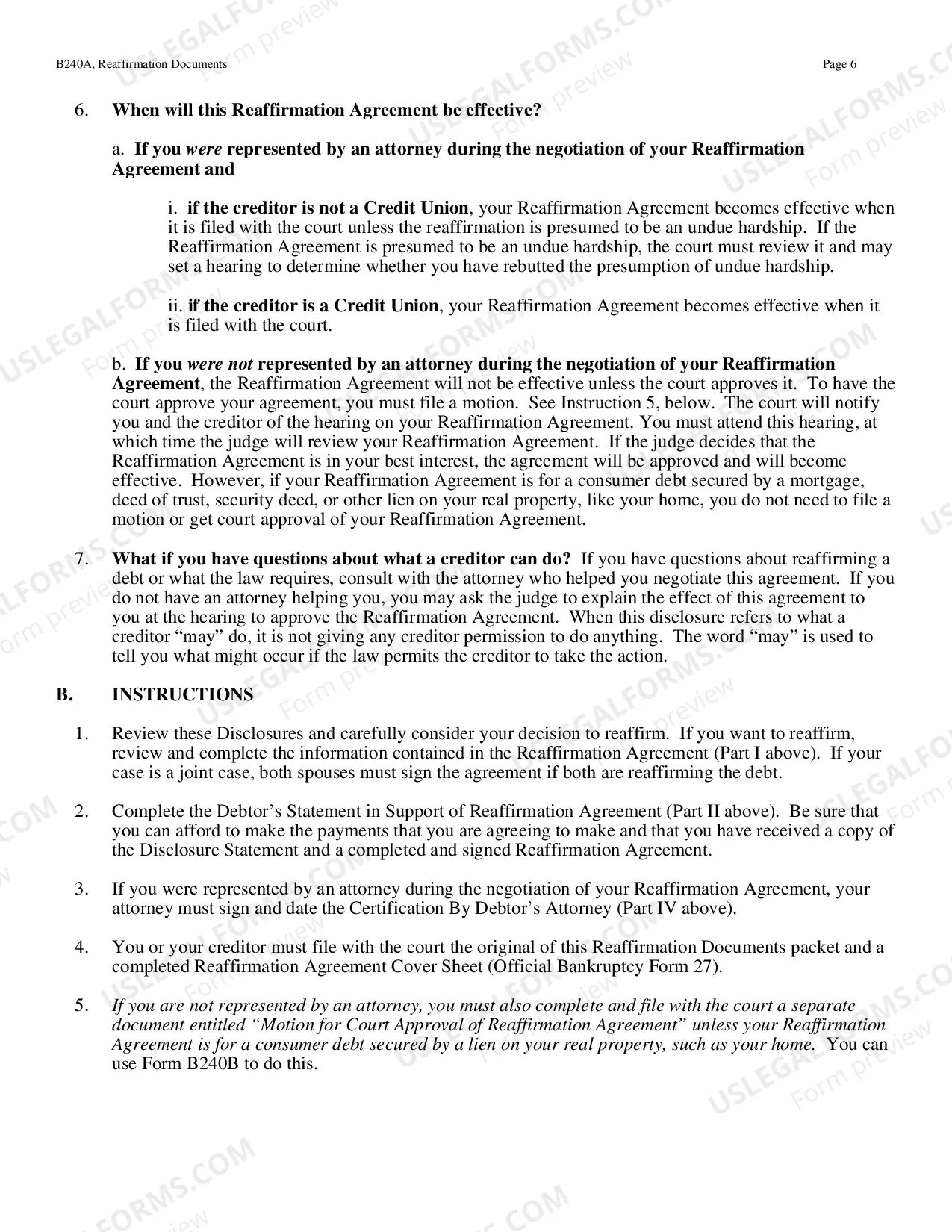 Preview Reaffirmation Agreement for Cases Filed before 10/17/2005