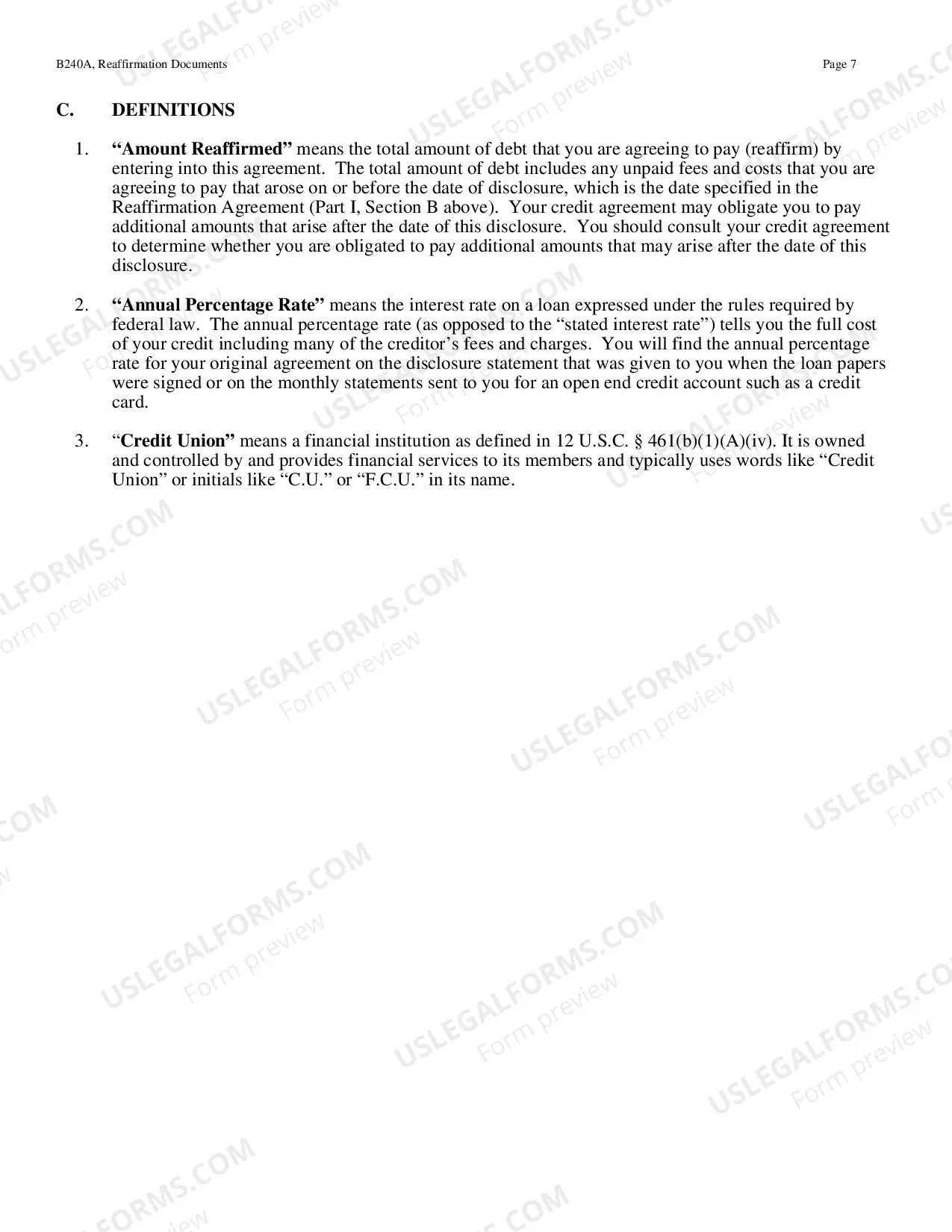 Preview Reaffirmation Agreement for Cases Filed before 10/17/2005