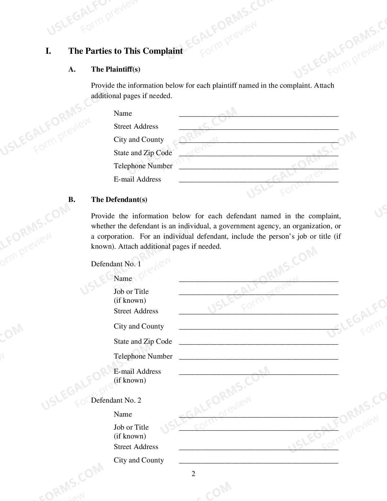 Preview Civil Complaint