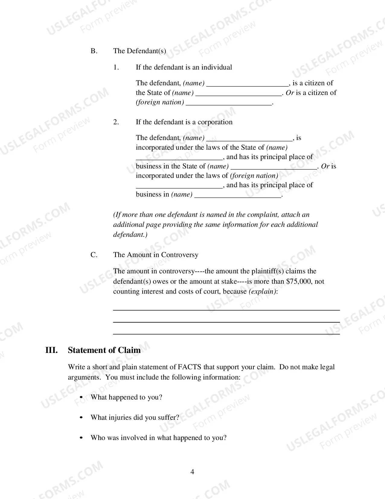 Preview Civil Complaint