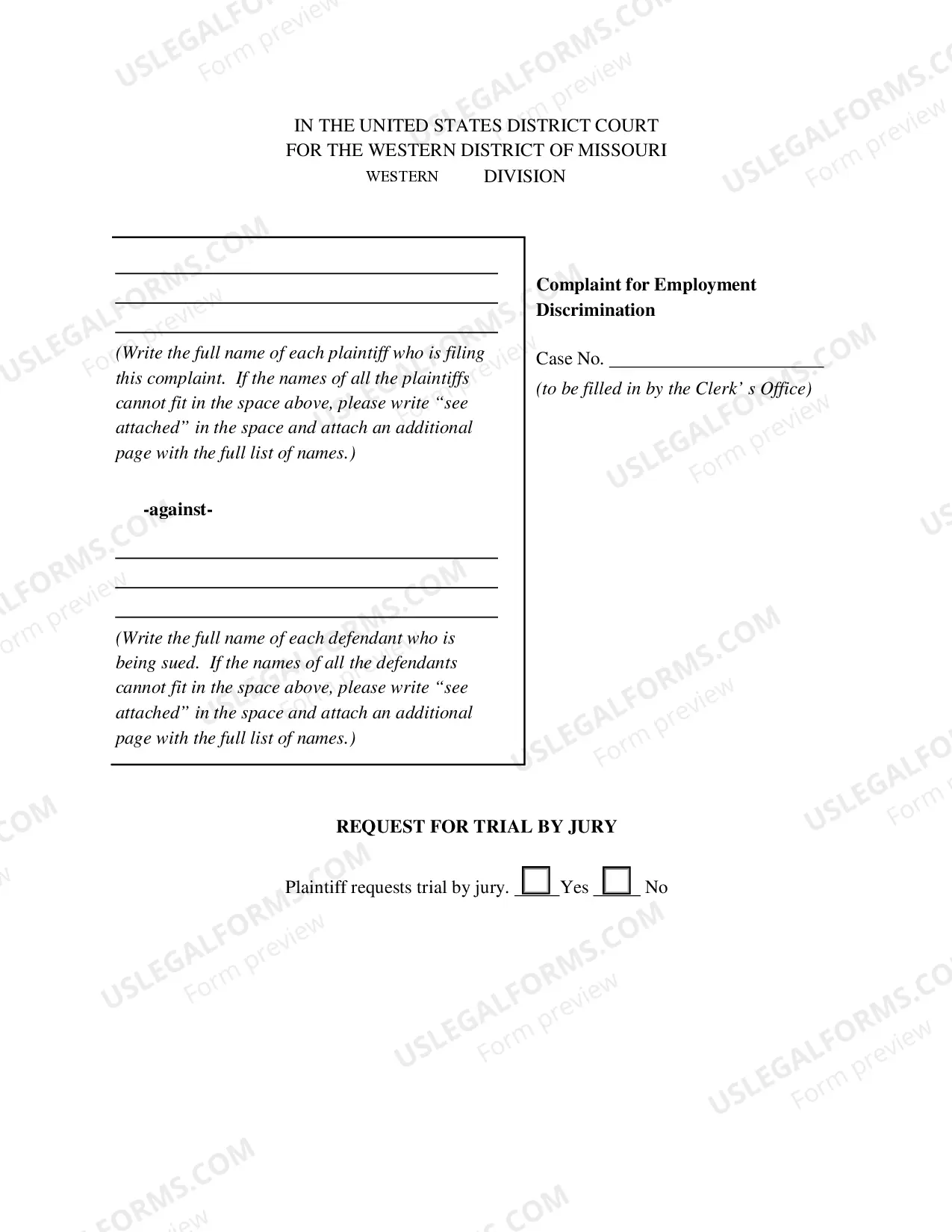 Preview Civil Complaint - Employment Discrimination