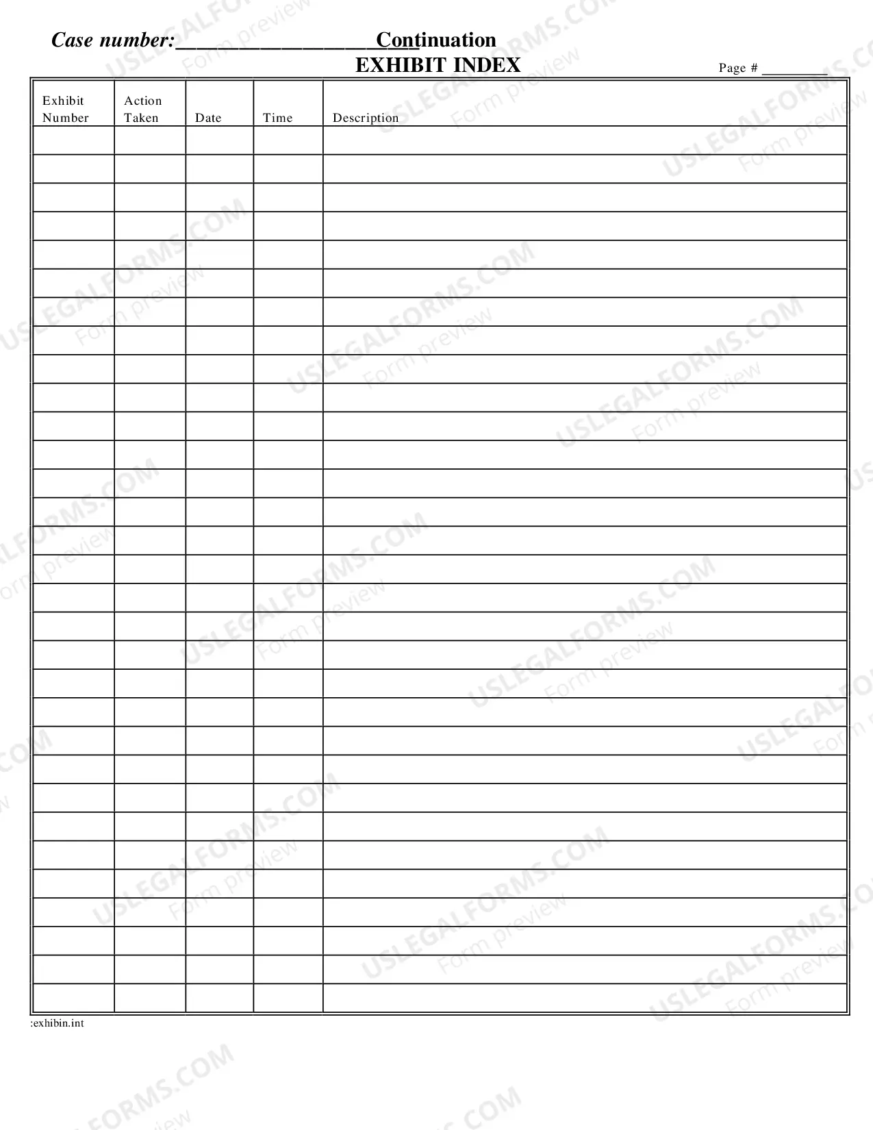 Preview Exhibit Index