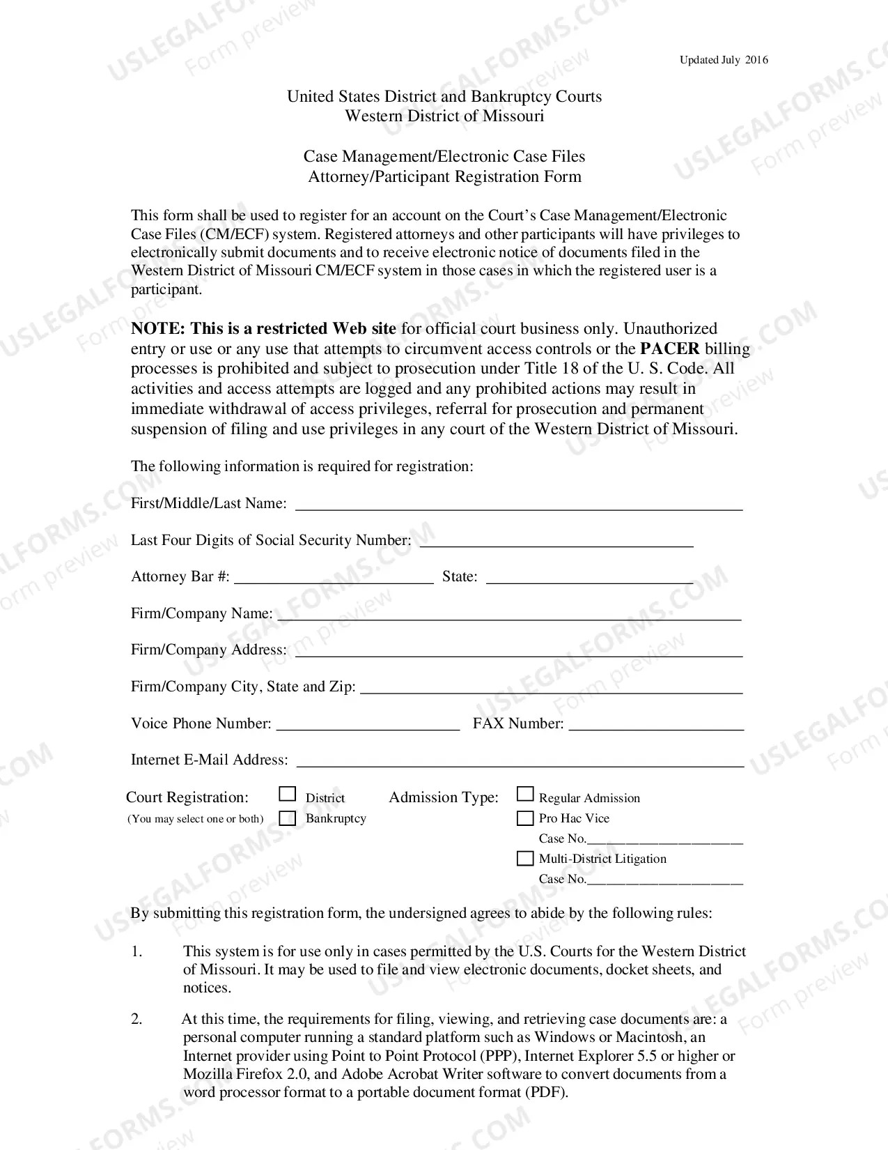 Preview Petition for Admission - USDC/USBC - KS Reciprocity Packet