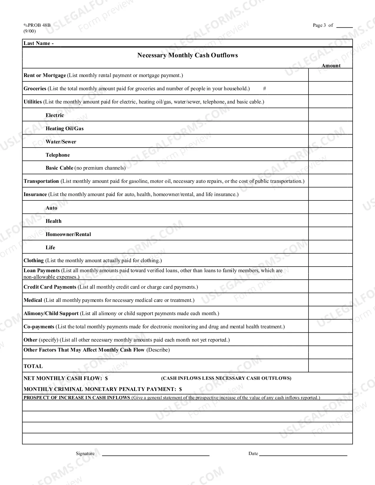 Preview Monthly Cash Flow Statement