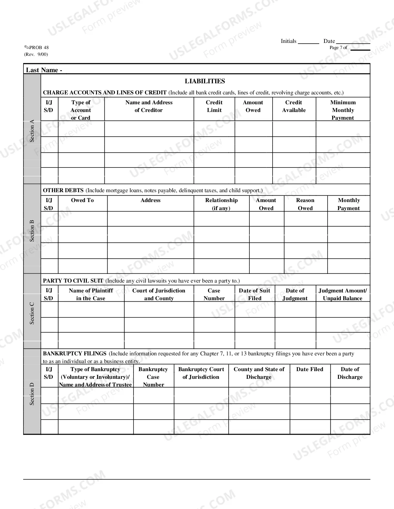 Preview Net Worth Statement (Long Form)