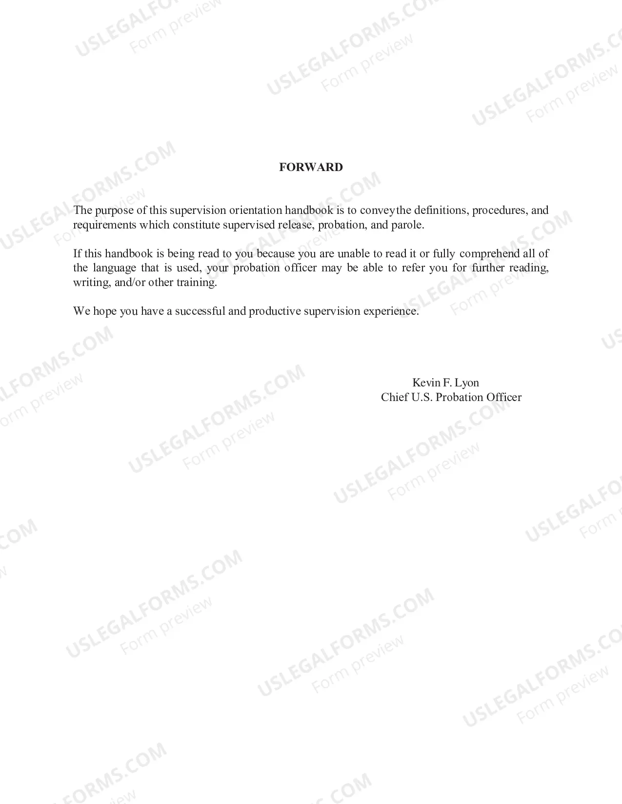 Preview Offender Orientation Handbook
