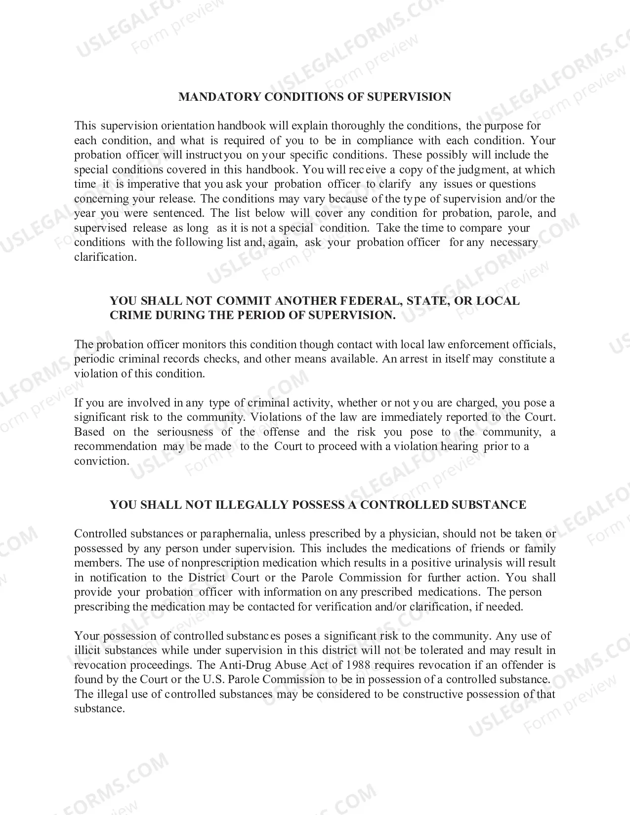 Preview Offender Orientation Handbook